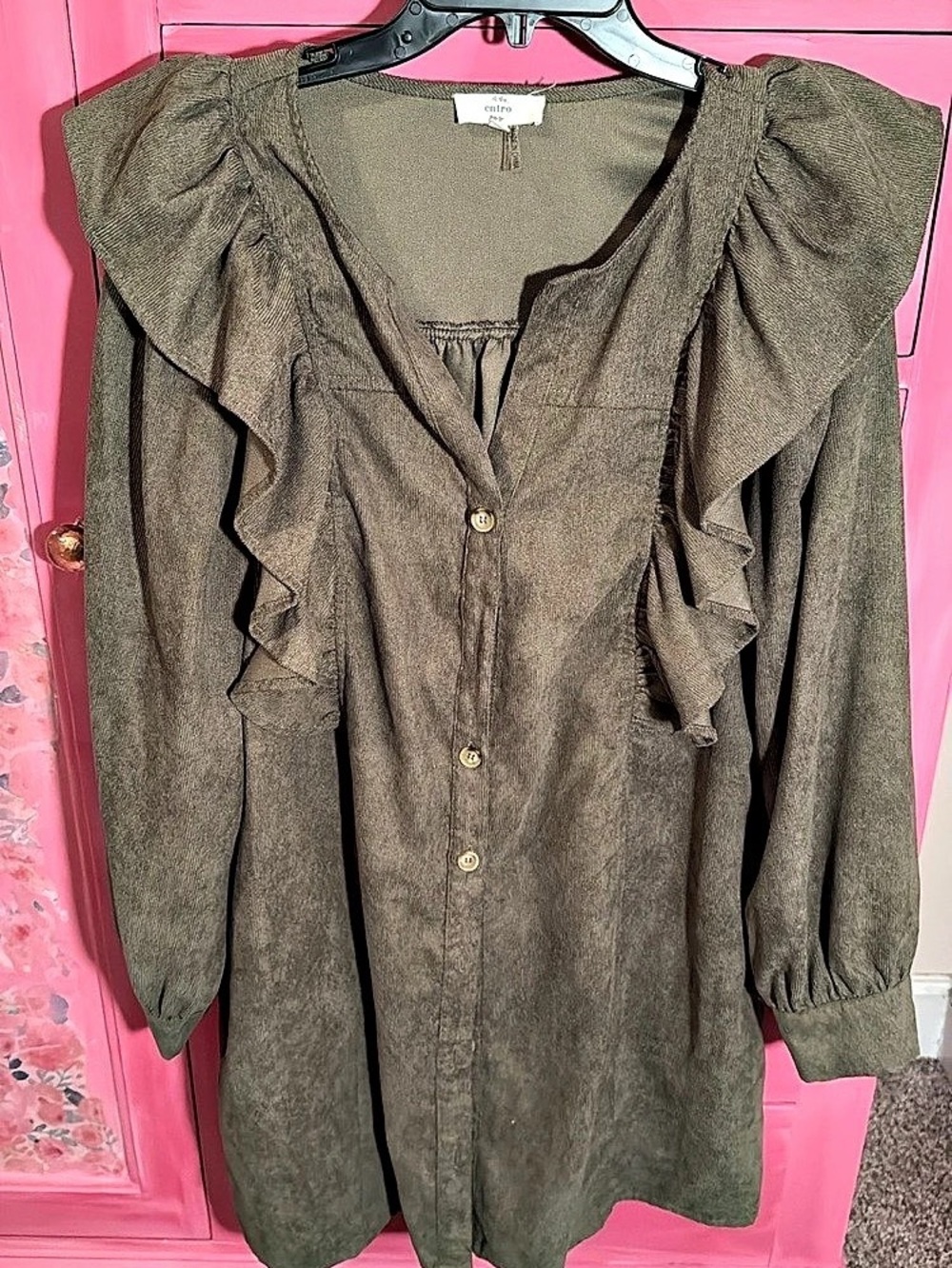 Entro Green Ruffle Front Dress